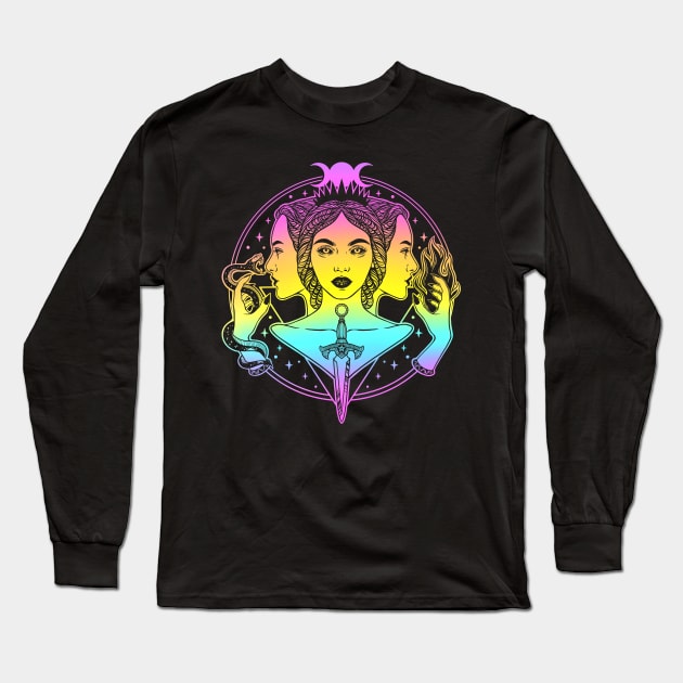 Hecate triple goddess Long Sleeve T-Shirt by OccultOmaStore